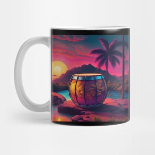 80s Style Hawaiian Drum in a Beautiful Sunset Retro Vintage Travel Artwork Mug